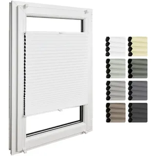 Home-Vision Premium Doppelplissee mit Klemmfix Weiß-Weiß B100 x H120cm