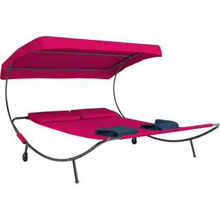 VCM Bindox Doppel-Gartenliege 200 x 180 x 137 cm rot inkl. Sonnendach
