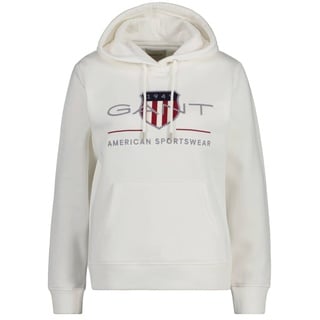 GANT Damen Sweatshirt - REGULAR ARCHIVE SHIELD HOODIE, Kapuzen-Pullover, Logo Ecru XL
