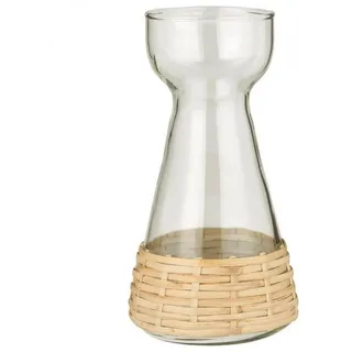 Ib Laursen Dekovase Ib Laursen Hyazinthenvase Konisch Glas mit Rattangeflecht (18,3cm)