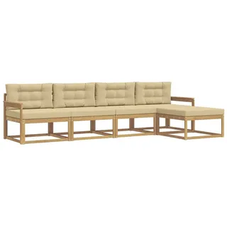 vidaXL Outdoor-Sofagarnitur 4-tlg. Weiß/Beige