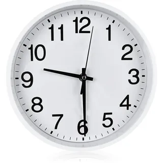 Sporgo 23 cm Wanduhr Groß: Wanduhr zum Aufstellen oder Aufhängen, Wanduhr ohne Tickgeräusche, Quarz-Wanduhren, Hohe Präzision Wand Wall Clock, Wanduhr Modern Weiß für Küche, Wohnzimmer, Büro (Weiß)