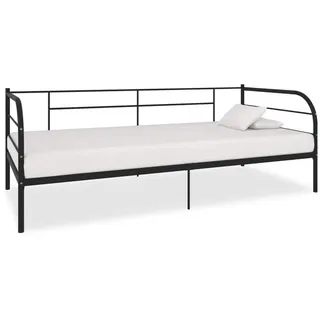 furnicato Bettgestell Multifunktionales Tagesbett aus Metall 207x96x72 cm Schwarz (1-tlg), Schlafsofa mit Sperrholzstützen für stabile Umwandlung und Montage schwarz
