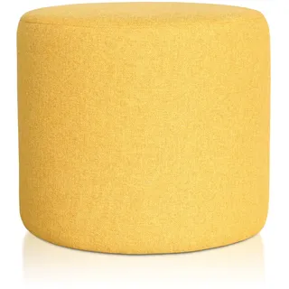 Deshome Pouf hocker Fußstütze runden Ø 50 cm Wasserabweisender Stoff: Modernes Design Pouf für Sofa Wohnzimmer Schlafzimmer, Puff hocker, Pouffe Venere Sonnige gelbe