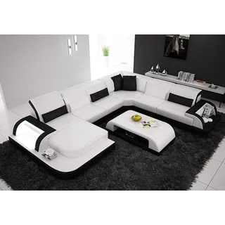 Wohnlandschaft Extra Luxus Klasse Ecksofa Couch - Eckgarnituren Ledersofa Sofa - Weiß