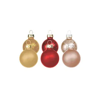 Weihnachtskugeln aus Glas, rot, gold, creme, 2 cm Ø, 25 Stück