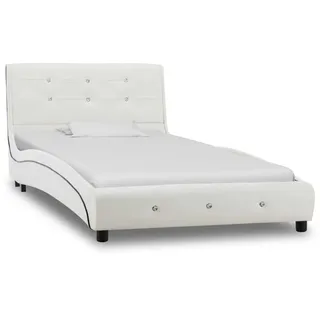 vidaXL Bett mit Memoryschaum-Matratze Weiß Kunstleder 90x200 cm