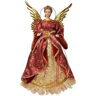 Clayre & Eef Sammelfigur Große Dekofigur. Puppe Weihnachtsengel vintage rot-gold 44 cm (Einzelartikel, kein Set)