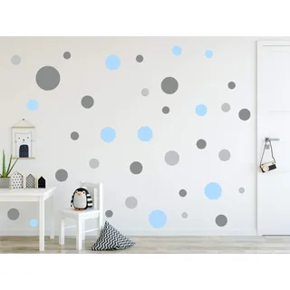 Timalo® 60 Stück Wandtattoo Kinderzimmer bunte große Kreise Pastell Wandsticker – XL Aufkleber Punkte | 73080-SET7-60