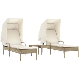 vidaXL Sonnenliege 200 x 58 x 130 cm Beige