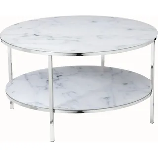 SalesFever Couchtisch rund Weiß Glas 80 x 80 x 45 cm