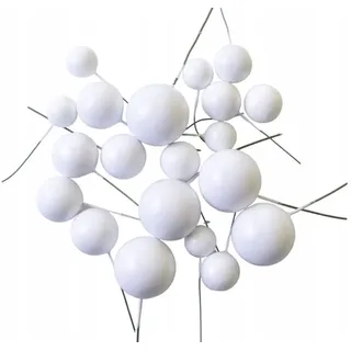 Festivalartikel Tortenstecker Tortendekoration Kugeln am Stiel Gold Topper Ball goldenen Kugeln weiß