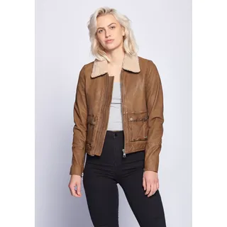 Lederjacke MAZE "42020103", Damen, Gr. M, braun (cognac), Obermaterial: 100% Lammleder. Futter: 100% Baumwolle. Kragen: 100% Polyester. Ärmelfutter: 100% Polyester, Jacken