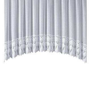 Gardine Diana, Stickereien Plauen, Kräuselband, transparent, in C-Bogen Form, mit echter Plauener Spitze Stickerei weiß 600 cm x 175 cm