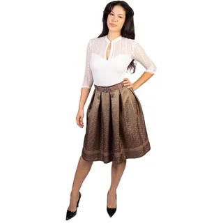 Trachtl Giselle Faltenrock mit Gürtel Dirndl Rock Trachtenrock Oktoberfest RÖCKE Knielang Midi (Orginal TRACHTL) gr.34-44 (36) (Khaki/Rose) - 36