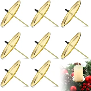 8 Stück 7,5 Cm / 2,95 Zoll Metallplatten-kerzenhalter Adventskranz-kerzenständer Adventskerzenteller Kerzenhalter Für Advent, Weihnachten, Tischdekoration (gold)