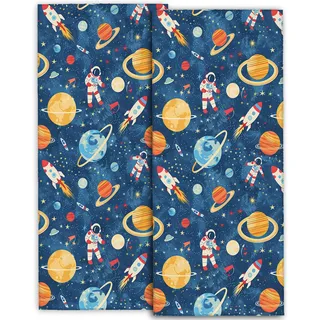 amepay Niedliche Weltraum-Handtücher, 36,8 x 71,1 cm, weiches Mikrofaser-Polyester, blaues Handtuch-Set mit Astronauten-Planeten-Muster, für Badezimmer, Küche, Spa, Hotel, Dekoration, Geschenke,