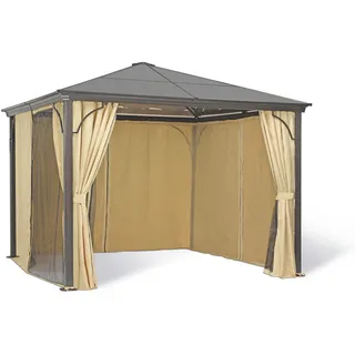 Pavillon 'Hardtop' beige/braun 300 x 300 x 260 cm