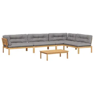 vidaXL Loungesofa 5-tlg. Garten-Sofagarnitur aus Paletten mit Kissen nholz, 1 Teile braun|grau