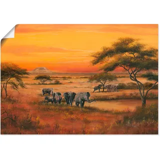 Wandbild »Afrika Elefanten«, Afrika, (1 St.), als Alubild, Outdoorbild, Leinwandbild, Poster in verschied. Größen, 27075965-0 orange B/H: 100 cm x 70 cm