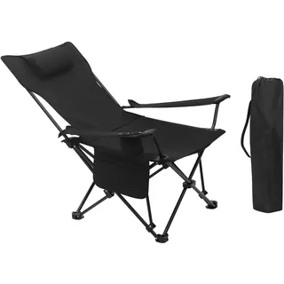 Woltu Campingstuhl Klappstuhl Schwarz