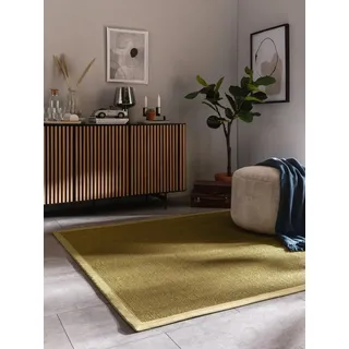 benuta Sisalteppich Sana, quadratisch, Höhe: 5 mm, 100% Sisal Naturfaser, Teppich Wohnzimmer, Esszimmer, Schlafzimmer grün quadratisch | 150 cm x 150 cm x 5 mm