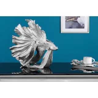Riess-Ambiente Skulptur CROWNTAIL - Design Deko Figur Kampffisch35cm silber Betta Fisch Skulptur