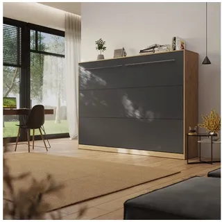 SMARTBett Schrankbett Standard 140x200 cm, Wildeiche Klappbett horizontal/ quer, Gasdruckfedern