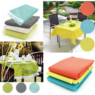 heimtexland Gartentischdecke Outdoor Garten Tischdecke Weichschaum Fransen (Stück 1-tlg, 1), wetterfest I robust I UV-beständig I rutschfest I waschbar grün rund | 130 cm x 130 cm