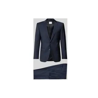 Slim Fit Anzug aus Woll-Mix in unifarbenem Design, Marine, 27