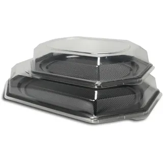 Kunststoff Partyplatten Catering Servierpatten klein 35x25x2cm mit Klarsichthaube im SET 200St