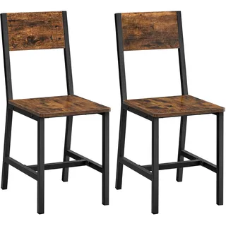 VASAGLE Esszimmerstuhl Holz vintagebraun-schwarz 2er Set