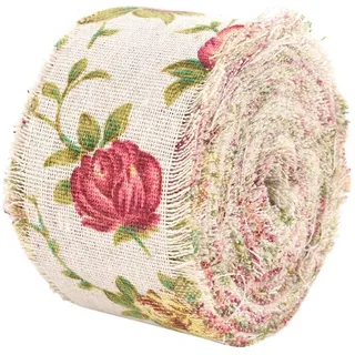 DIY Vintage Sackleinen Band Rolle Rose Blume Gedruckt Jute Band Hessischen Gurtband Hochzeit Tuch Dekoration 10 Mt Für Handmade Geschenke Und Raumdekoration
