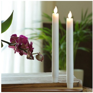 MARELIDA LED-Kerze LED Stabkerzen Tafelkerzen bewegliche Flamme H: 24cm 2er Set weiß (2-tlg) weiß