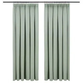 Blumtal Verdunklungsvorhänge Kräuselband 117x138 cm im 2er Set - Oeko-TEX zertifizierte Vorhänge Blickdicht - Thermovorhang Hitzeschutz - Blackout Vorhang- Thermovorhang Kräuselband waschbar in Grün