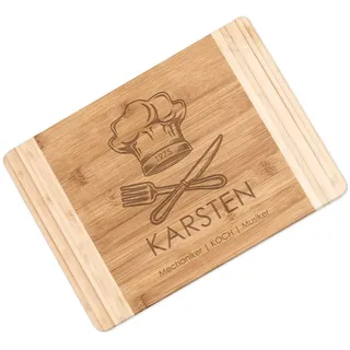 Maverton Bambus Schneidebrett mit Gravur, Servierbrett Küchenbrett | Brotzeitbrett massiv, Größe: 35x25 cm, Schneidebrett für Männer, zum Geburtstag, zu Weihnachten, Weihnachtsgeschenke, Koch