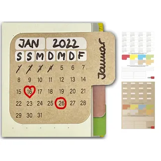 codiarts. 56 Index Sticker Bullet Journal Sticker Tabs selbstklebende Kalender Aufkleber Register Bullet Journal Zubehör Planer Notizbuch Schule Tagebuch Büro Scrap book Washi journaling zubehör