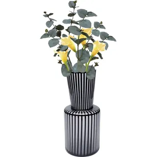 Kare Design Vase Roulette, Schwarz/Weiß, Große Blumenvase mit Streifen, Deko Vase, Tischvase, Glas, 41cm (H)