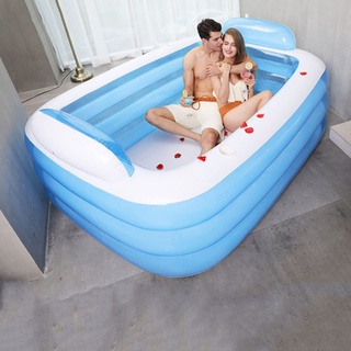 ZHKGANG Aufblasbarer Pool Verdickt Erwachsenen Isolation Pool Doppel-Badewanne Dreischicht-Baby-Badewanne Spezialdruck,Blue-150 * 105 * 55cm