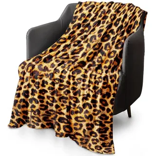 UOOYAA Kuscheldecke Flauschig Leoparden Decke mit Leopardenmuster, Flanelldecke Fleecedecke Leopard Muster Weich Sofadecke Wohndecke Couchdecke für Home Couch Bett Sofa Decor