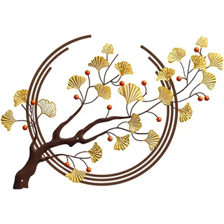 ESTART Große Ginkgo-Blätter Metall Wandkunst, 59 x 37,5 cm | Bunt Wanddekoration ist geeignet für Wohnzimmer Schlafzimmer Arbeitszimmer Büro (Bunt)