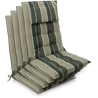 Beautissu Hochlehner Auflage 120 x 50 x 8 cm grün gestreift 4 St.
