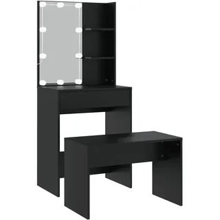 vidaXL Schminktisch-Set mit LED Schwarz Holzwerkstoff