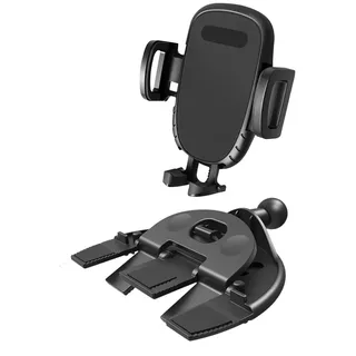 JNNJ Auto CD Slot Telefonhalterung, 360° Drehbare Einstellbare CD-Autotelefonhalterung, Auto-Telefonhalterung CD-Schacht-Halterung Mit Verstellbaren Stützfüßen(Schwarz)