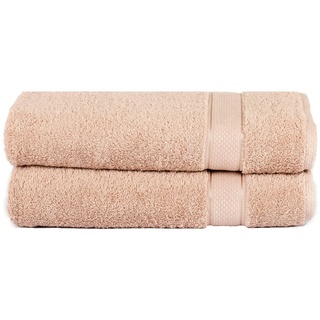 Komfortec Badetuch 2er Set | 70x140 cm Badetücher aus 100% Baumwolle | Frottee Badehandtuch | Leicht & Weich Duschtuch | Blütenrosa