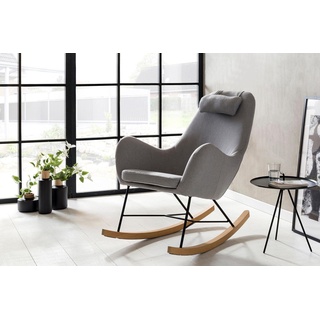 Schaukelsessel SALESFEVER Sessel Gr. Webstoff, Wippfunktion, B/H/T: 70 cm x 99 cm x 100 cm, grau Schaukelsessel Sessel inklusive Nackenkissen