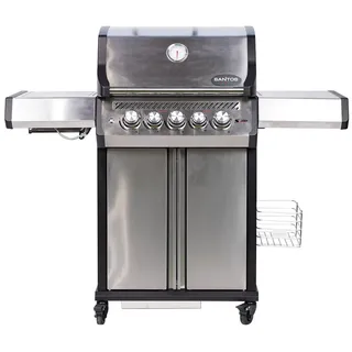 SANTOS Gasgrill S-318 Pro Edelstahl - Premium Gasgrill 3 Brenner - 800°C Infrarot Seitenbrenner & Heckbrenner - Langlebiger BBQ Gas Grill mit optimaler Isolierung - Edelstahl Grillrost & Warmhalterost