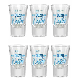 Jassas Griechische Feinkost Nostos Ouzo Gläser mit 2cl Füllstrich (6er Set)