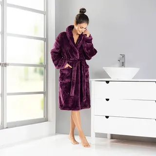 Coral-Fleece-Bademantel mit Schalkragen Mini Dots "Andrea"