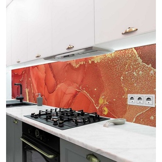 MyMaxxi Dekorationsfolie Küchenrückwand Marmor rot gold selbstklebend Spritzschutz Folie 220 cm x 60 cm